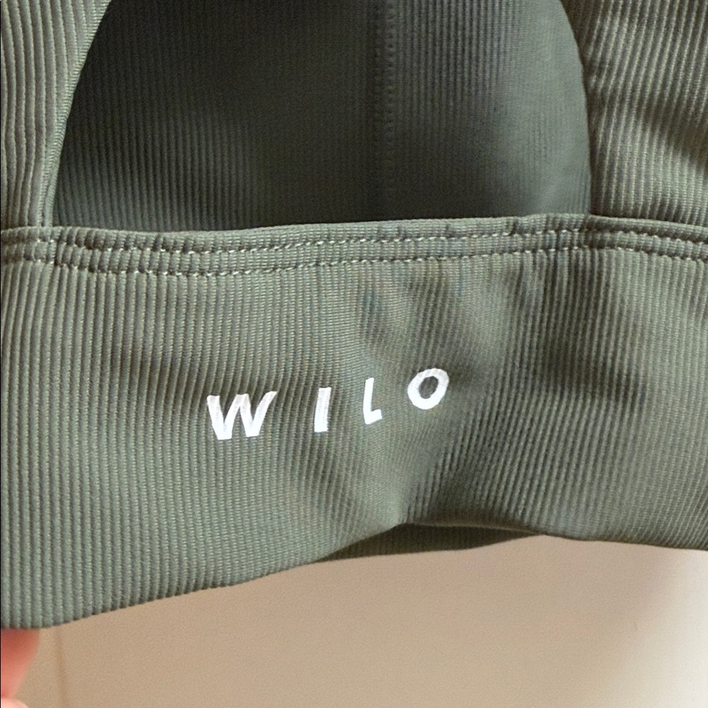 Wilo Base Ribbed Longline Sports Bra Medium M Khaki (Olive) - Picture 7 of 8